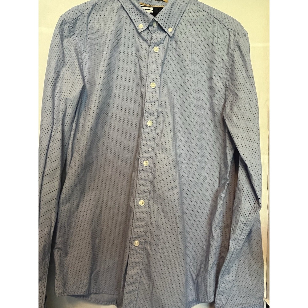 Denim & Flower Ricky Singh Men's Light Blue Polka Dot Cotton Button-Up Shirt M